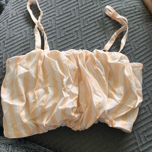 Striped Peach and White Crop Top